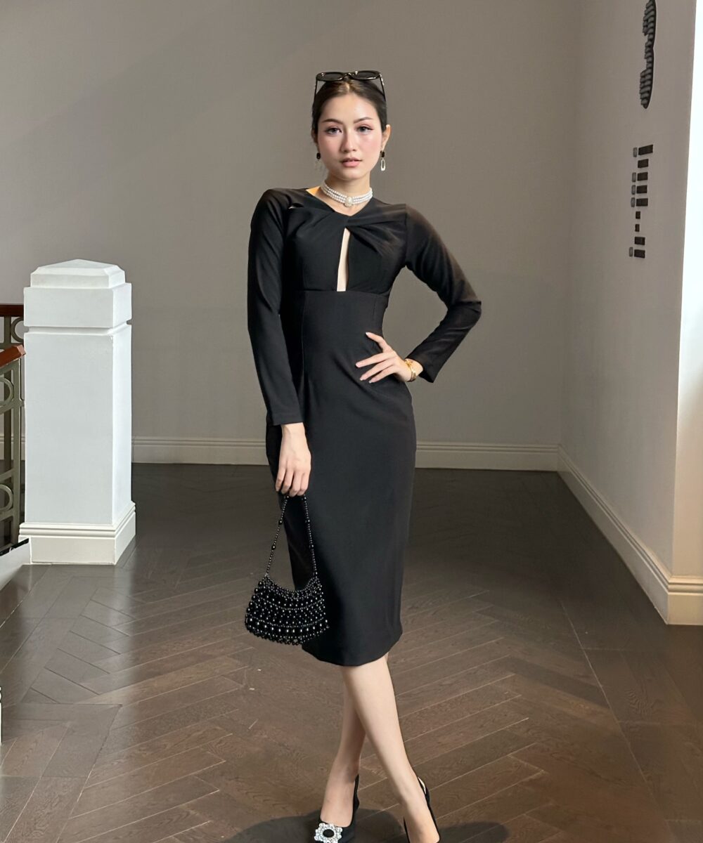 Cut-out Neck Midi Dress - Image 2