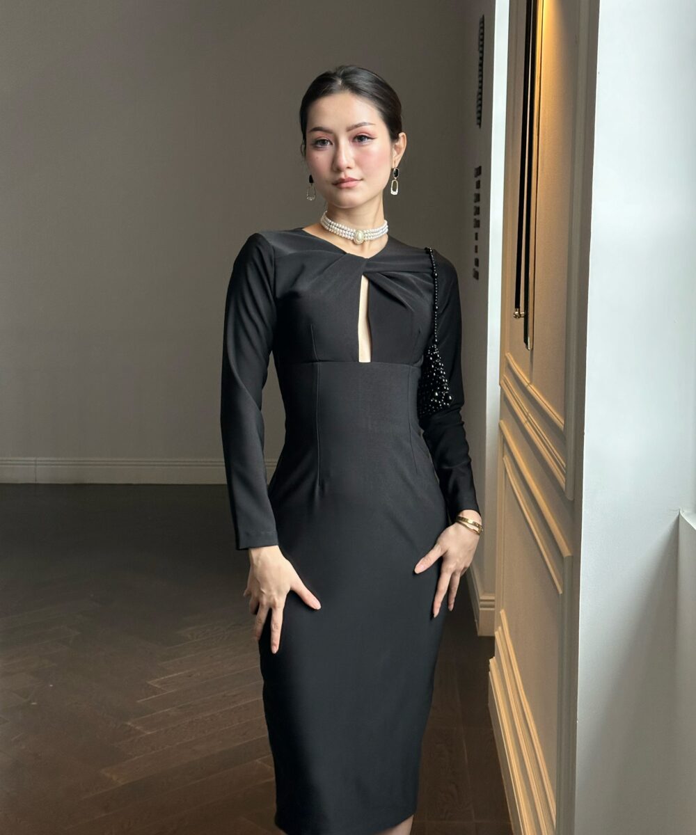 Cut-out Neck Midi Dress - Image 3