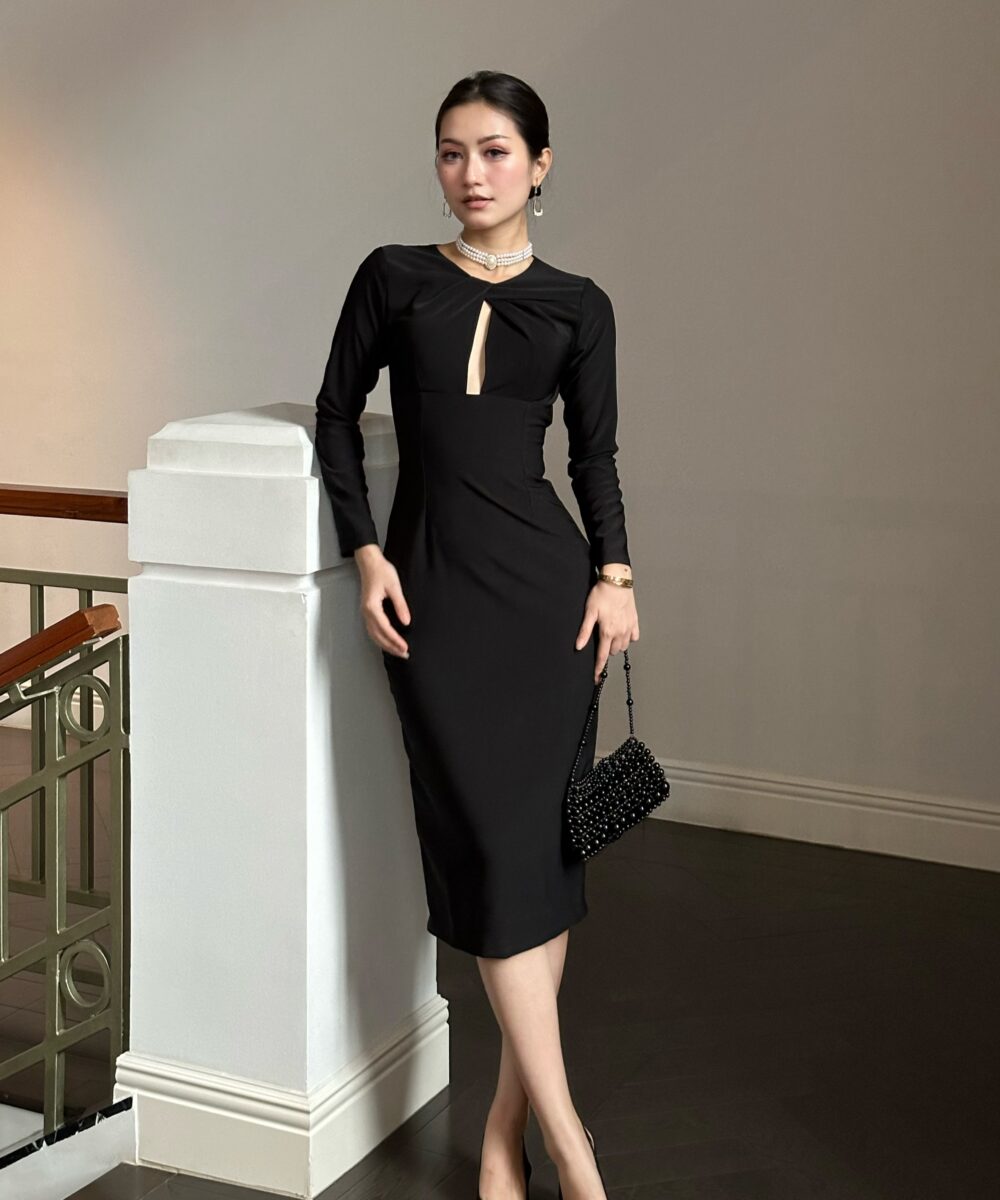 Cut-out Neck Midi Dress - Image 6