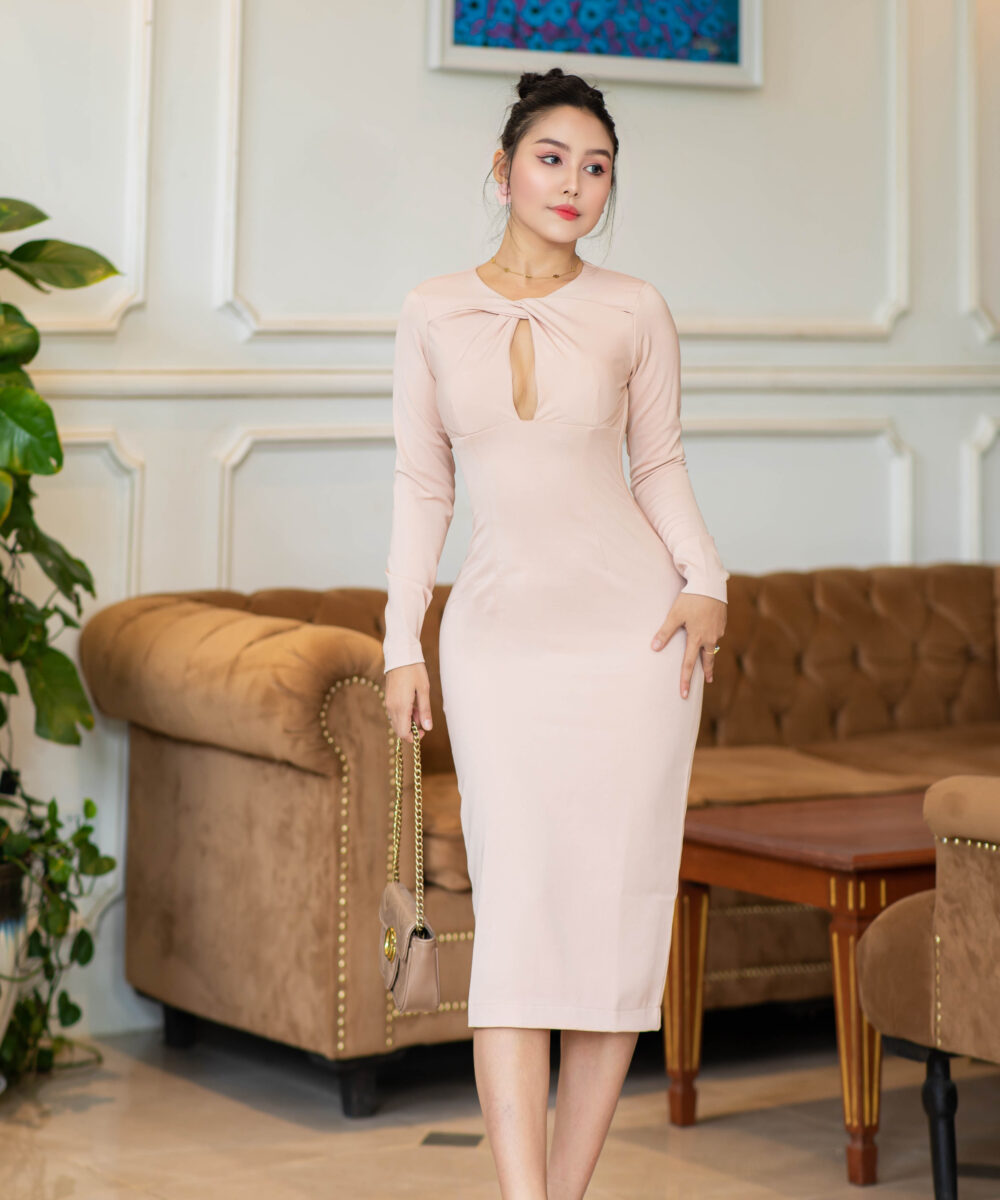 Cut-out Neck Midi Dress - Image 9